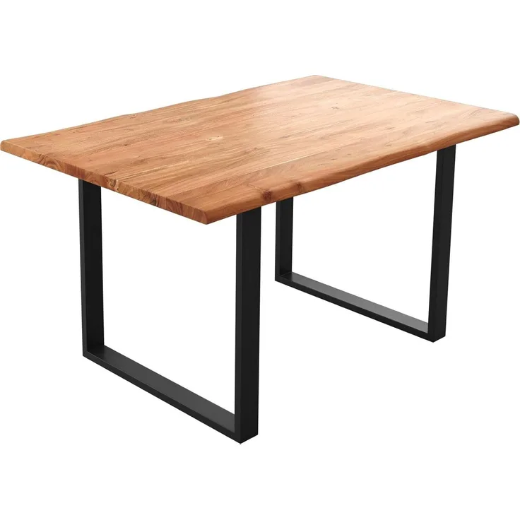 Esstisch Edge 140x90 Akazie Natur Metall Schmal schwarz Live-Edge