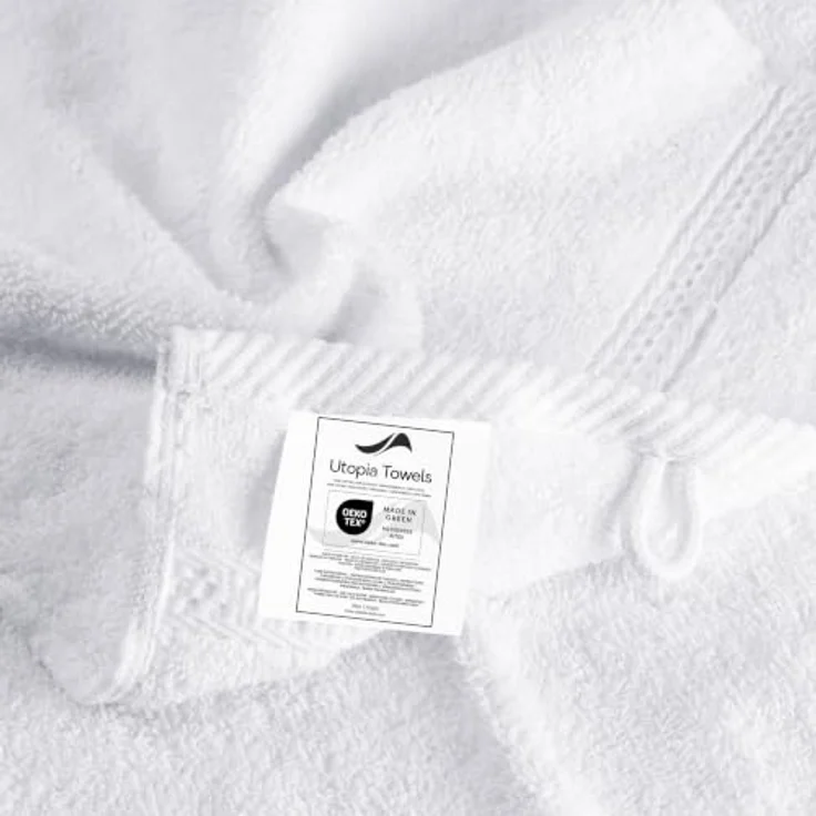 Utopia Towels Gästetücher, 30 x 50 cm, Weiß, 10er-Pack | mit Aufhängeschlaufe, 100 % Baumwolle, Handtücher, weiches und saugfähiges Gästetuch-Set, schnell trocknende Waschlappen – Bild 6
