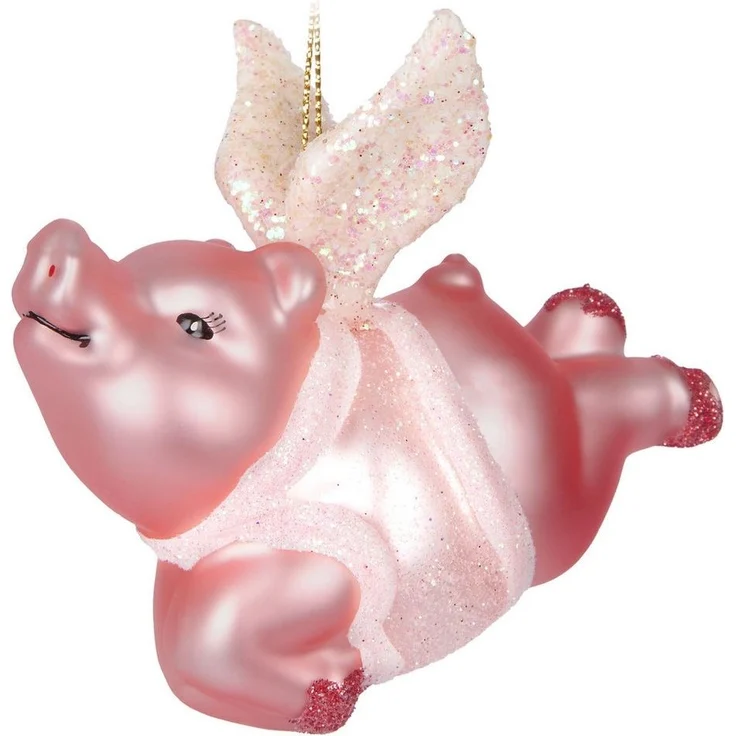 BRUBAKER Weihnachtsbaumkugel Fliegendes Schwein - Weihnachtskugel Schweinchen mit Engelsflügeln (1 St), Handbemalt & Mundgeblasen - Lustiger Christbaumschmuck Glas Figuren – Bild 5