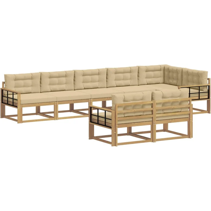vidaXL Outdoor-Sofagarnitur 6 stk. 8-Sitzer Weiß und Beige Polyester 3386632 – Bild 2