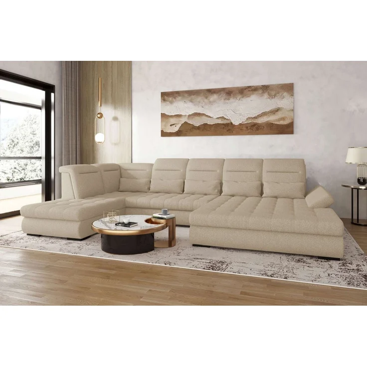 99rooms Toscana Wohnlandschaft Velours VOGUE Creme Rechts – Bild 5