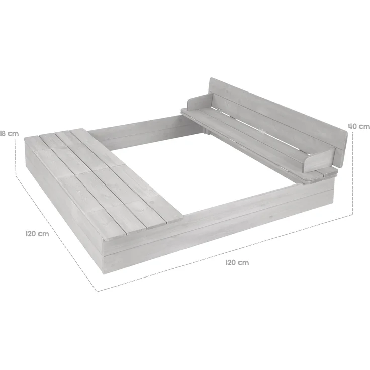 roba Sandkasten - aufklappbare Sitzbank - 2 Spielwannen - 4 abnehmbare Sitzplatten - wetterfest - Grau – Bild 6
