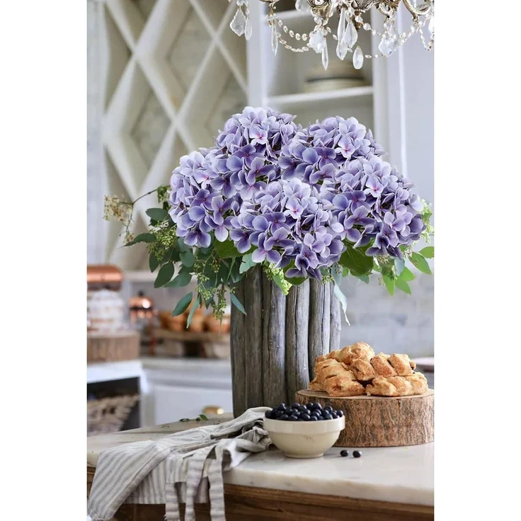 Künstliche Hortensie Blumen Real-Touch Kunstblumen Hydrangea Deko 2 Stück – Bild 5