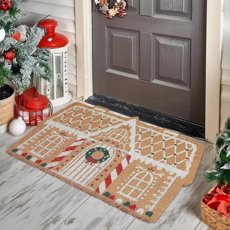 ABC Weihnachts-Fußmatte, rutschfest, Haus-Motiv, braun – Bild 2