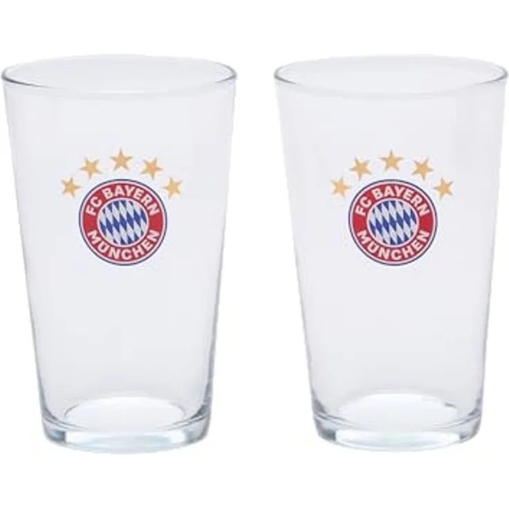 FC Bayern München Gläser-Set FC Bayern München Fanglas 2er Set I Fußball I Gläserset I Wassergläser, Glas – Bild 1