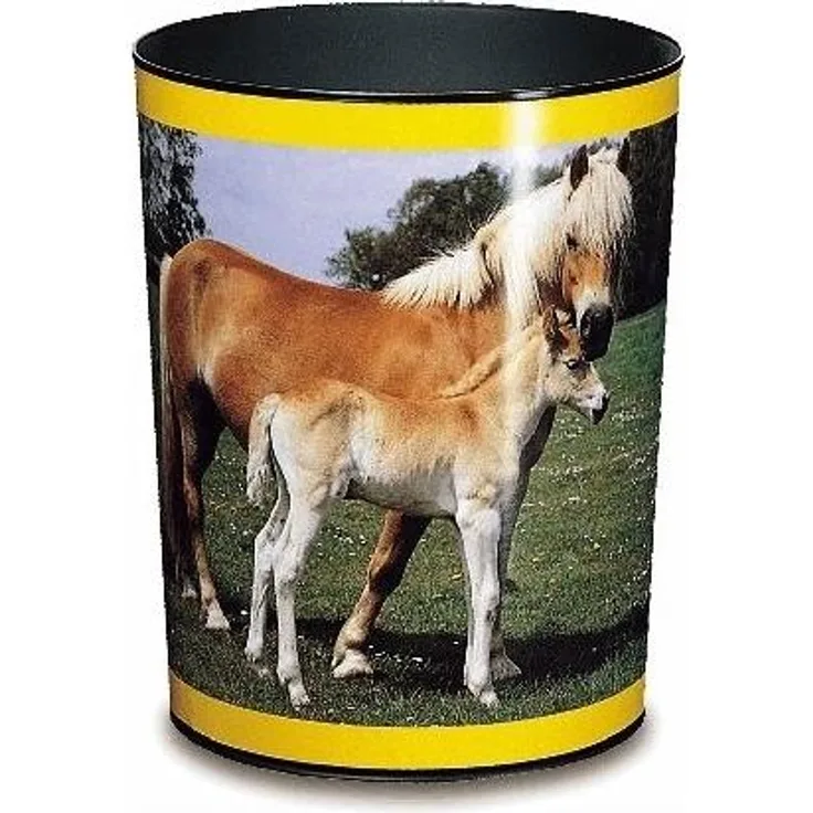 Läufer Papierkorb Motivposter 13 Liter Pferd und Fohlen