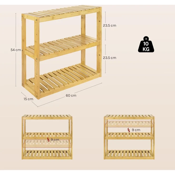 Woltu Standregal, 1-tlg, aus Bambus Badregal Kücheregal – Bild 3