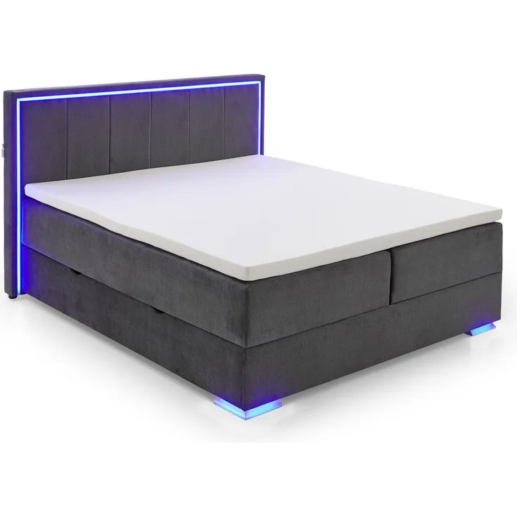 Colorado II Boxspringbett grau Stoffbezug Breeze 209cm x 191cm x 121cm