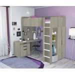 Polini Kids Hochbett mit Kleiderschrank und Schreibtisch ulme, 1447. 41