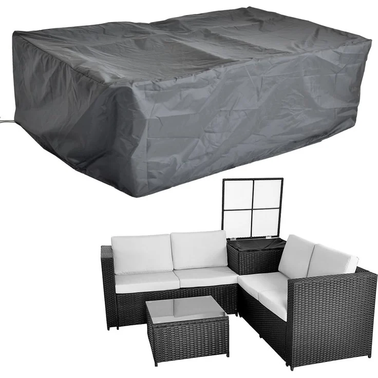 Schutzhülle 185x185x70 Schwarz Gartenmöbel Rattan Abdeckung Plane Haube Wetter – Bild 1