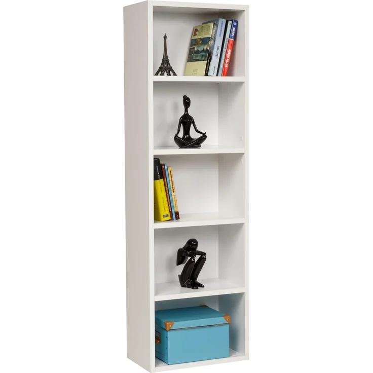 furni24 Bücherregal mit 5 Fächern, Holzregal, Würfelregal, Aufbewahrungsregal, weiß, 40 x 24 x 132h – Bild 4