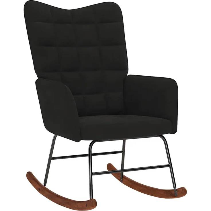 vidaXL Schaukelstuhl mit Hocker Schwarzer Samt 4016849 – Bild 3
