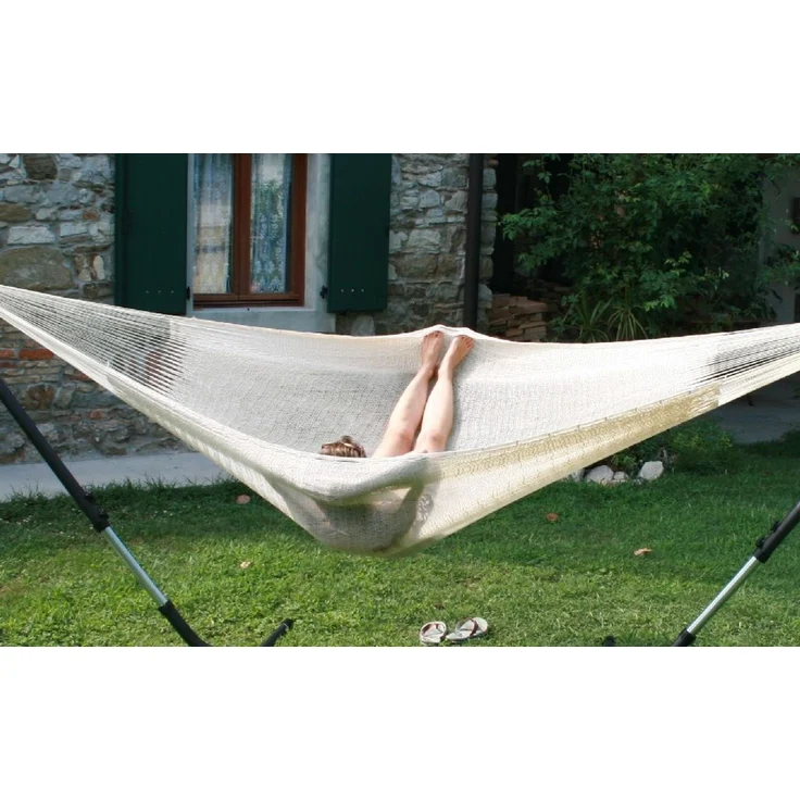 MacaMex Mexikanische Netzhängematte Mammut natur XL Baumwolle extra robust natur / beige MA-00160 – Bild 6