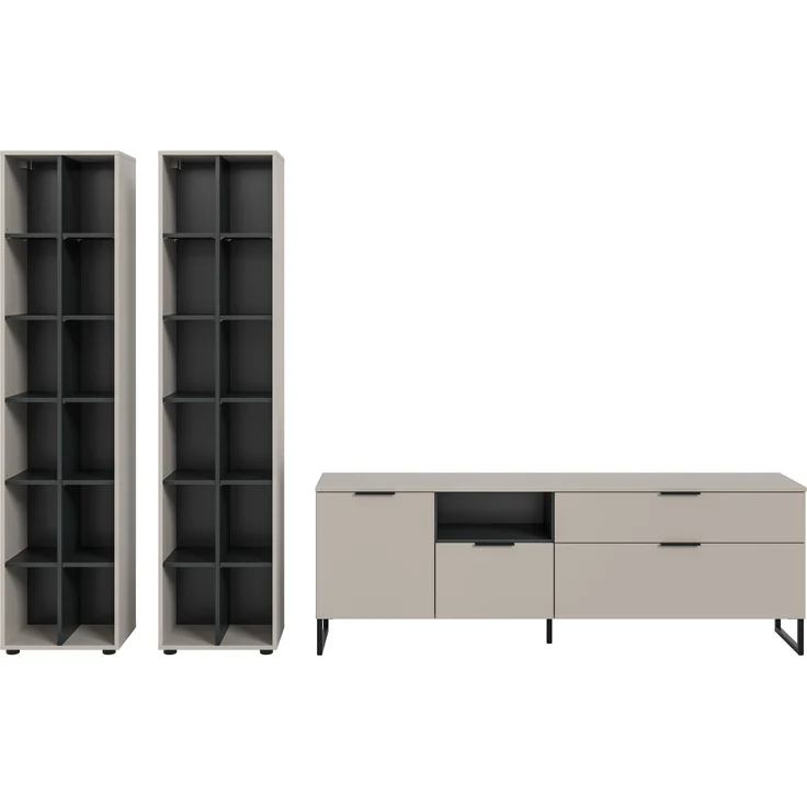 Wohnwand >Noida< in kaschmir - 305x192x41cm (BxHxT) – Bild 2