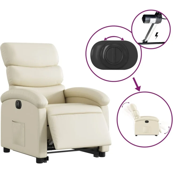 vidaXL Relaxsessel mit Aufstehhilfe Elektrisch Creme Kunstleder 3204055 – Bild 10