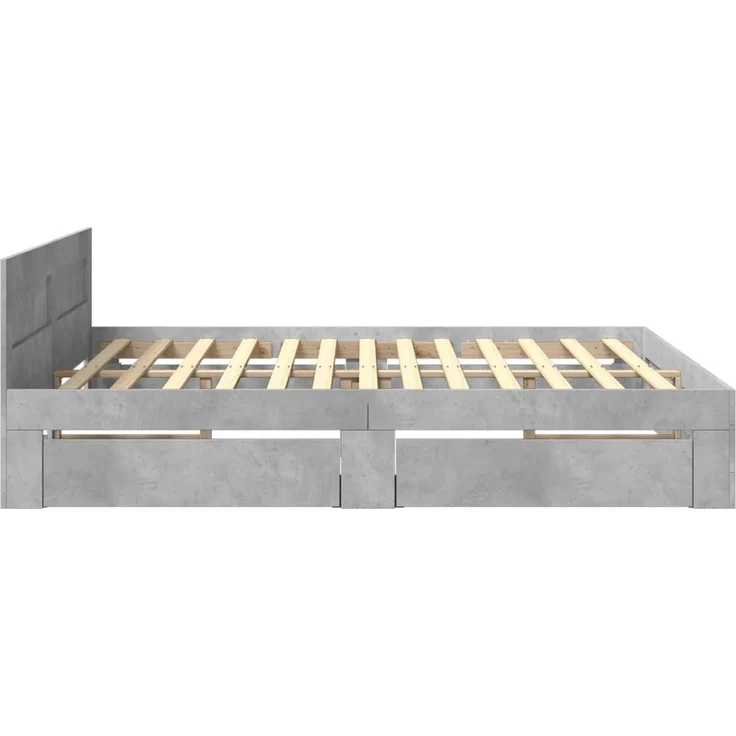 vidaXL Bettgestell mit Kopfteil Betongrau 180x200 cm Holzwerkstoff 3295544 – Bild 5