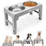 LuxusKollektion 'Toozey' Futternapf höhenverstellbar (2 Schüsseln) 1200 ml, Edelstahl grau
