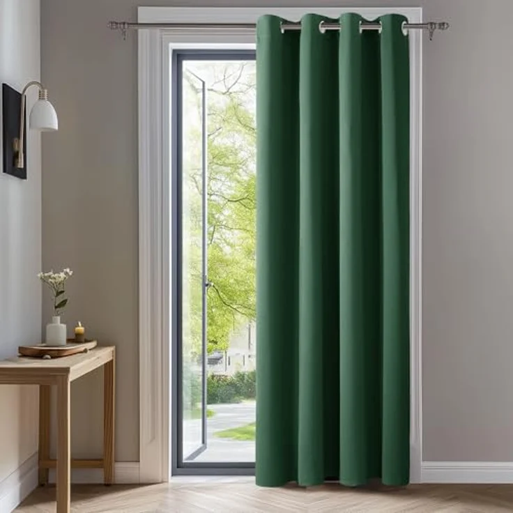 Deconovo Gardinen Schlafzimmer Blickdicht Thermovorhang mit Ösen Waldgrün | 1 Stück, H240 x B140 cm, Verdunkelungsvorhang Hitzeschutz, Sichtschutz für Wohnzimmer, Blackout Curtain, UV-Schutz, Vorhänge – Bild 1