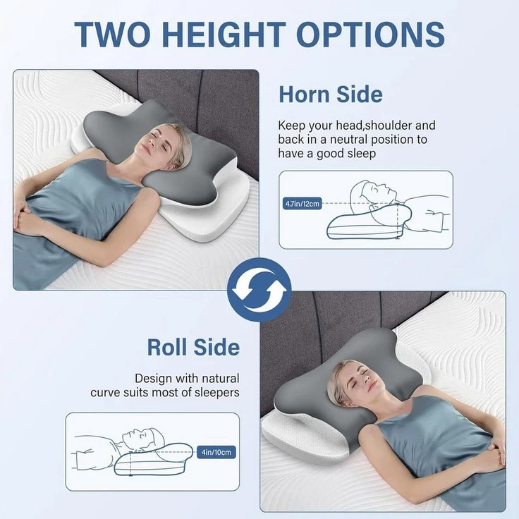 Kityhome Nackenstützkissen Nackenkissen mit Memory Foam-Ergonomisch für alle Schlafpositionen, Füllung: Premium Memory Foam, für Seitenschläfer, Rückenschläfer & Bauchschläfer, Einfache Reinigung, Universelle Eignung, Universelle Eignung für alle Schla... – Bild 2