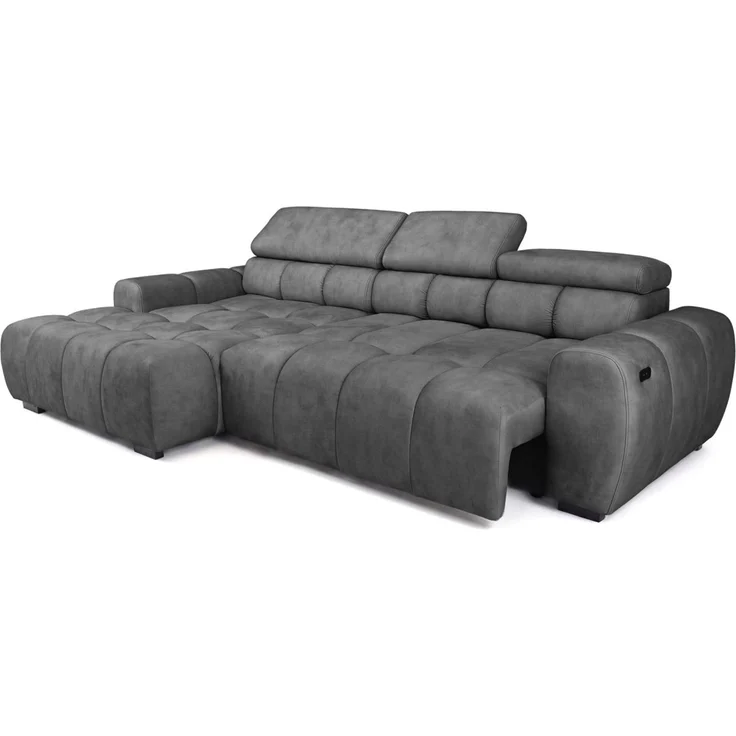 Ecksofa Schlafsofa VELUNIO RELAX in Stoff Salvador Anthrazit Ottomane Links – Bild 3