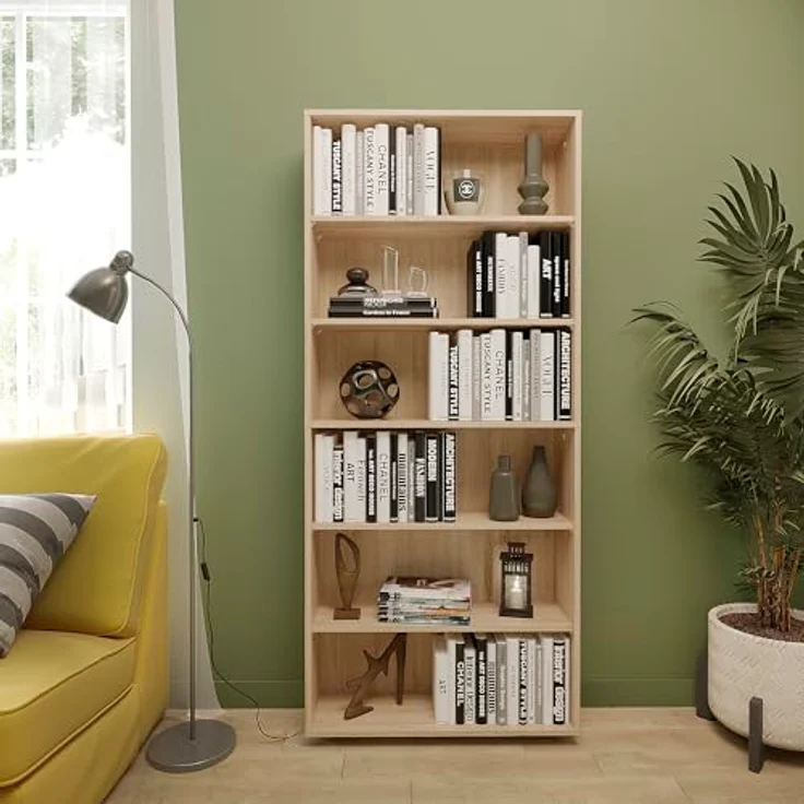 KOMTO Bücherregal Lumo 80 cm breit Regal mit 3, 4, 6 Ebenen und Höhenverstellbare Regale, Aufbewahrungsregal Bookshelf Weiß – Bild 3