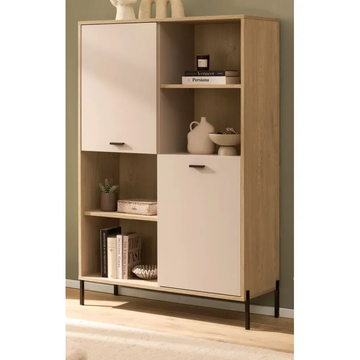 Regalschrank Ingar in Kaschmir und Eiche 105 x 160 cm