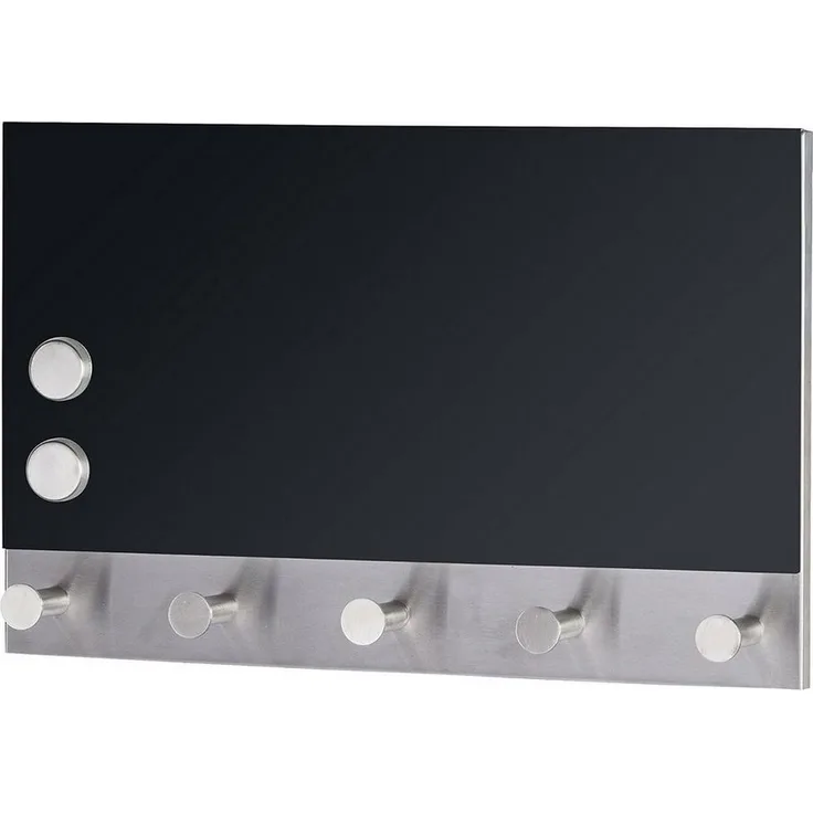 Magnettafel mit Haken und Magneten, Glasoberfläche, schwarz, 30x19 cm, WENKO