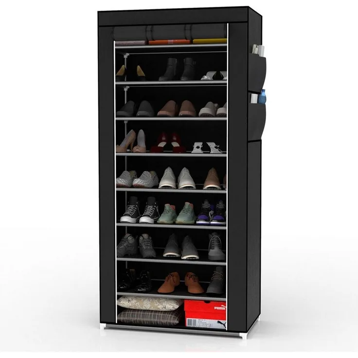 Intirilife Kleiderschrank (Stoffschrank) Faltschrank 170x58x28 cm Kleiderschrank Schuhregal mit 9 Ablagefächern