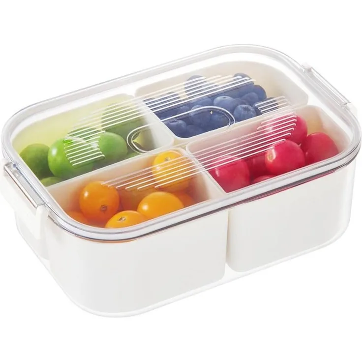 Elegear Vorratsdose Snackbox mit 4 Fächern, Snackschale Kinder, Snackteller mit Deckel, Polypropylen, (1-tlg), Wiederverwendbare Portable Snack Box Snackdose, Spülmaschinenfest