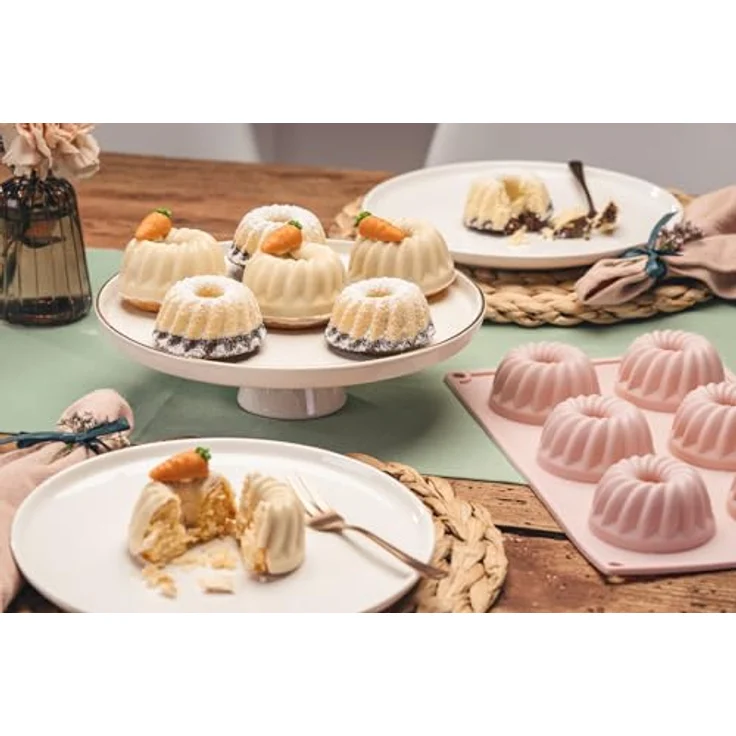 Dr. Oetker Silikon-Gugelhupfform Mini-Gugelhupfe, 6er Set in Korall Pink, Hochwertiges Platinsilikon, Temperaturbeständig, Spülmaschinengeeignet – Bild 2