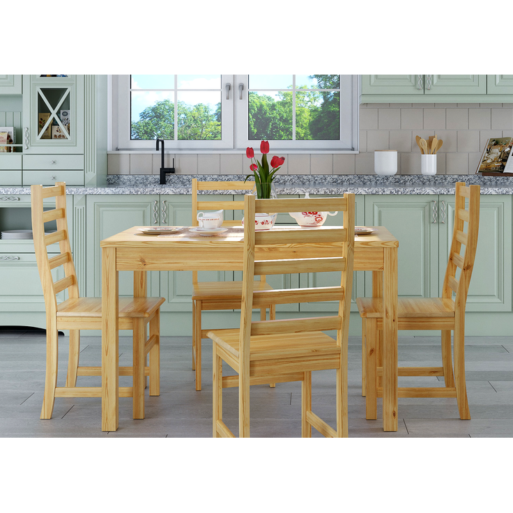 Schöne Essgruppe mit Tisch und 4 Stühle Kiefer Massivholz natur 90.70-51 A-Set 21 – Bild 2