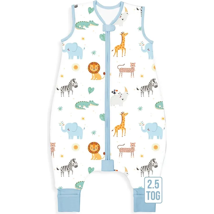 Mama Cheetah Toddler Schlafsack mit Füßen 2T, 2,5 TOG Bio-Baumwolle Baby Schlafsack mit Beinen, Baby Wearable Decken für Walker w / 2-Wege-Reißverschluss, Baby Schlafsack für Mädchen Jungen, Medium