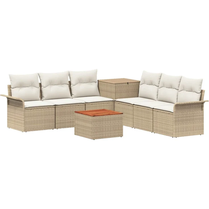 vidaXL Sofa Set 8 stk. Beige und Cremeweiß Polyrattan und Stahl 3448018 – Bild 2