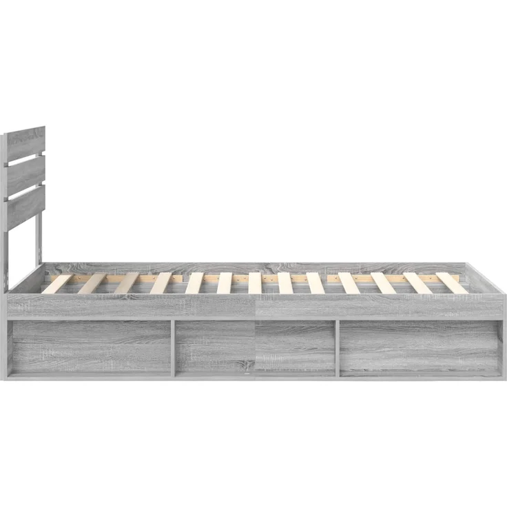 vidaXL Bettrahmen Graues Sonoma 90 x 190 cm Massives Kiefernholz 3411468 – Bild 7