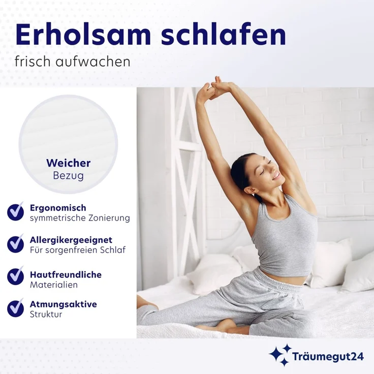 Träumegut24 - 10 cm ergonomischer 7-Zonen Kaltschaum Topper 140 x 200 cm Härtegrad H2 : 140 x 200 cm : H2 : 10 cm – Bild 7