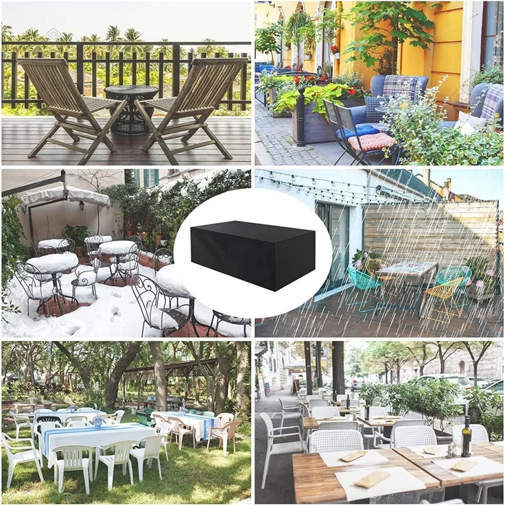 Abdeckung Gartenmöbel Winterfest 420D Oxford Wasserdicht 170x96x70CM Schwarz – Bild 7