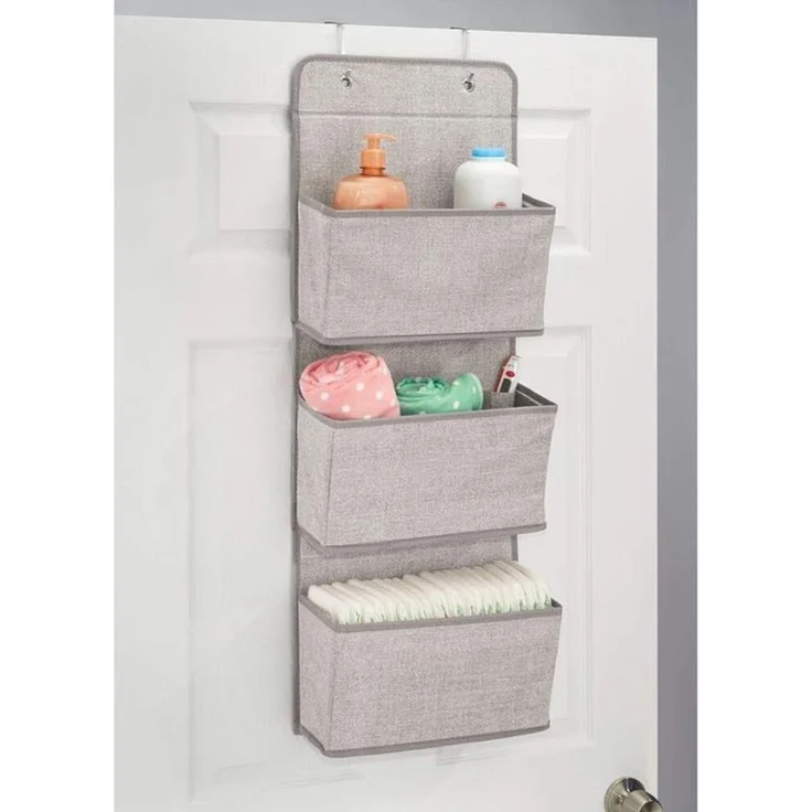 Hängeaufbewahrung Taschengarderobe mDesign Hängesystem mit 3 Taschen Leinen – Bild 2