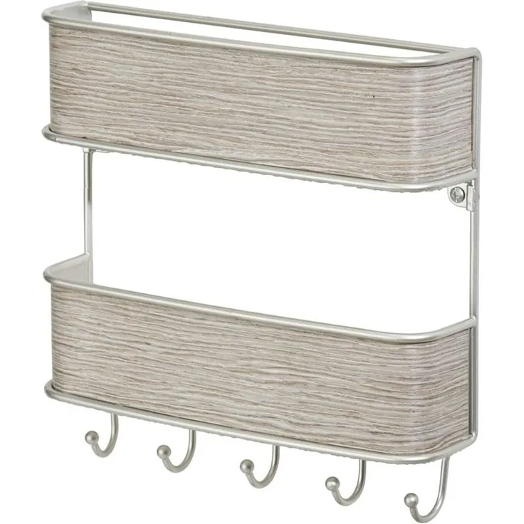 Schlüsselbrett Ablage grau Holz Schlüsselboard Briefablage Wandorganizer mDesign
