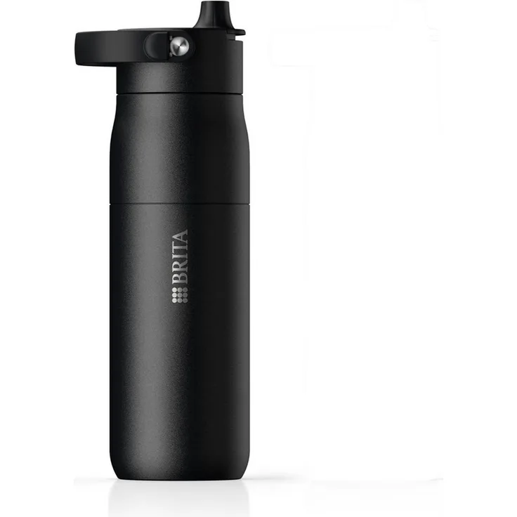 BRITA Trinkflasche BRITA LARQ Essential Trinkflasche (680ml) weiß mit Strohhalm, Edelstahl Wasserflasche mit doppelwandiger Isolierung - hält 24h kalt