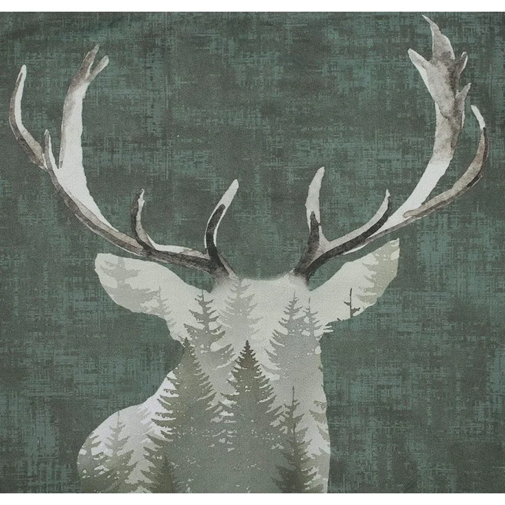 Kissenhülle "Waldhirsch", 45x45 cm, grün in Samt Optik, Kissenbezug mit Hirsch Motiv, Zierkissenbezug – Bild 5