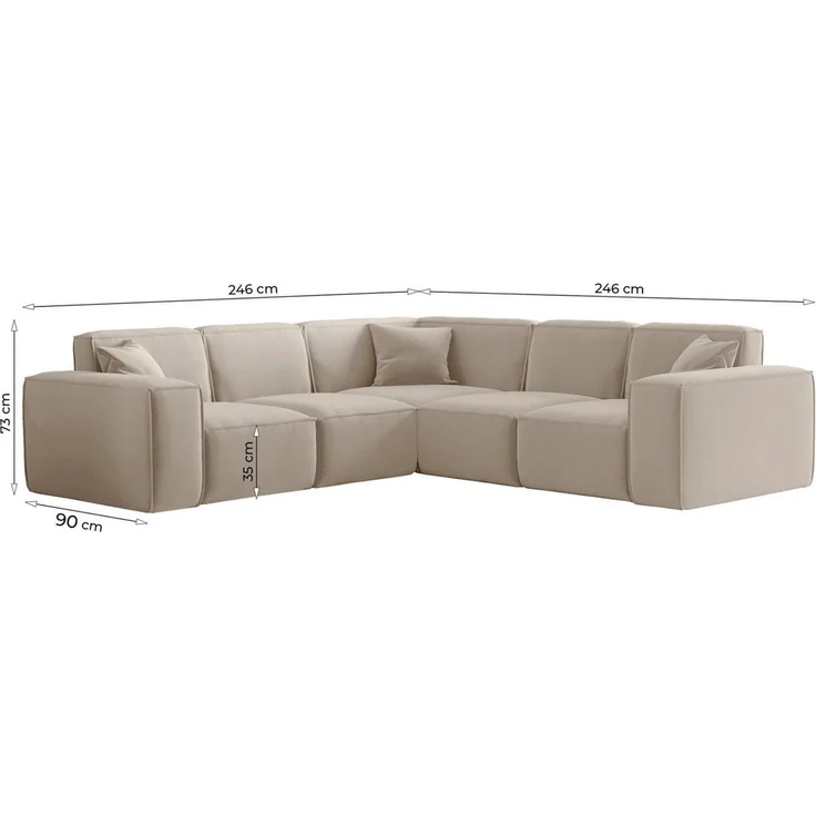 Ecksofa Designersofa CELES PREMIUM in Stoff Artico Beige Seite Universal – Bild 2