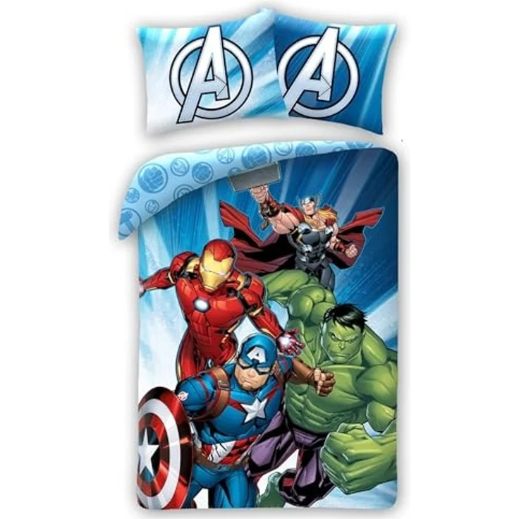 Marvel Avengers Bettwäsche Set aus Baumwolle Bettdeckenbezug 140 × 200 cm mit 70 × 90 cm Kissenbezug – Bild 1
