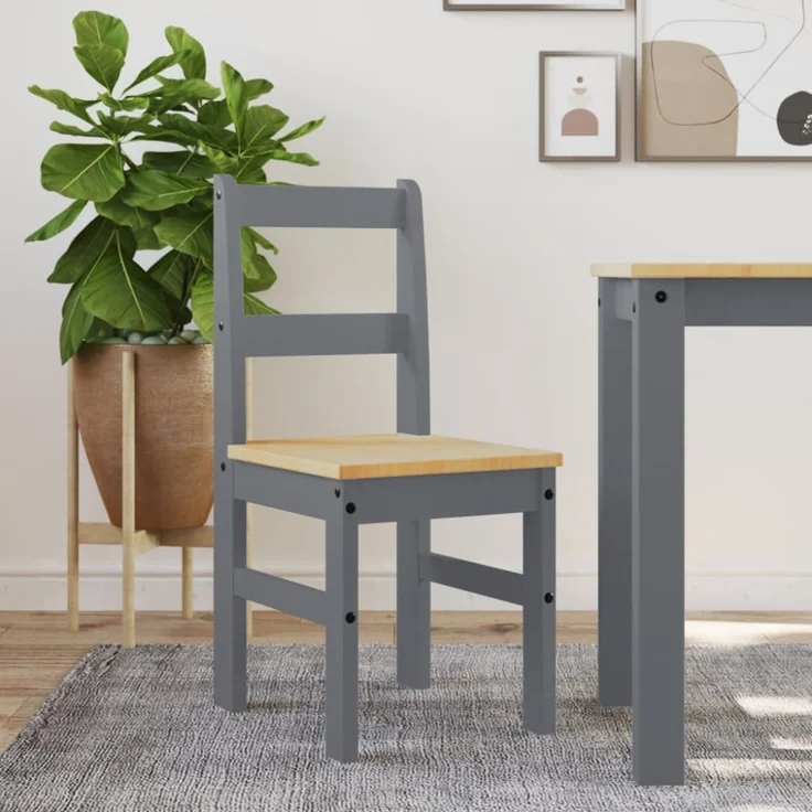vidaXL Essstühle 2 Stk. Panama Grau 40x46x90 cm Massivholz Kiefer 4005730 – Bild 1