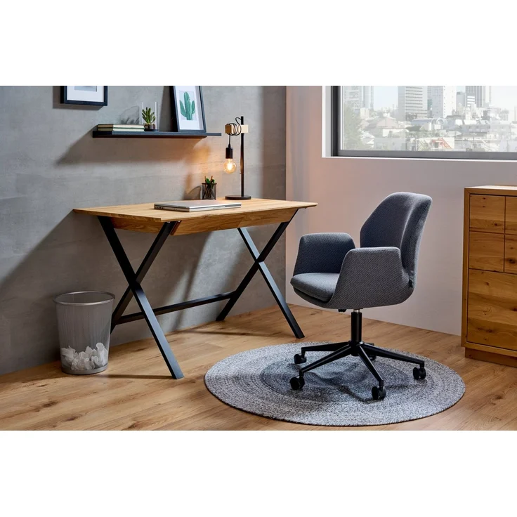 Linea Natura 'BERN' Schreibtisch, Massivholz Eiche, 120 x 76 x 65 cm, mit 2 Schubladen – Bild 8