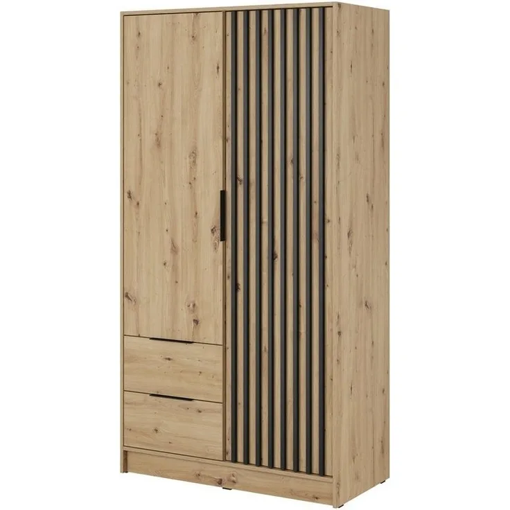 Compleo Kleiderschrank LISA Drehtürenschrank mit Lamellen, 2-türige Schrank, 100 cm