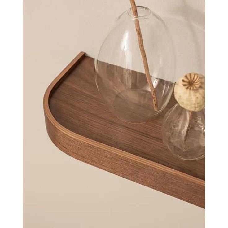 Kazai.® Wandregal-Set 'Toke' | 3 Hängeregale in Echtholz-Veneer | Schwebendes Holzregal als Wanddeko und Ablage für Bad, Wohnzimmer, Küche, Schlafzimmer und mehr | Walnuss – Bild 6
