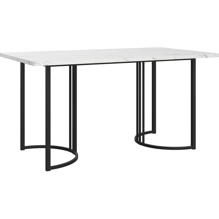 TavilaEcon Esstisch Multifunktionaler Esstisch mit modernem Marmor-Muster weiß 75 × 80 × 140 cm (H × T × B) – Modell WF314889AAS – Bild 4