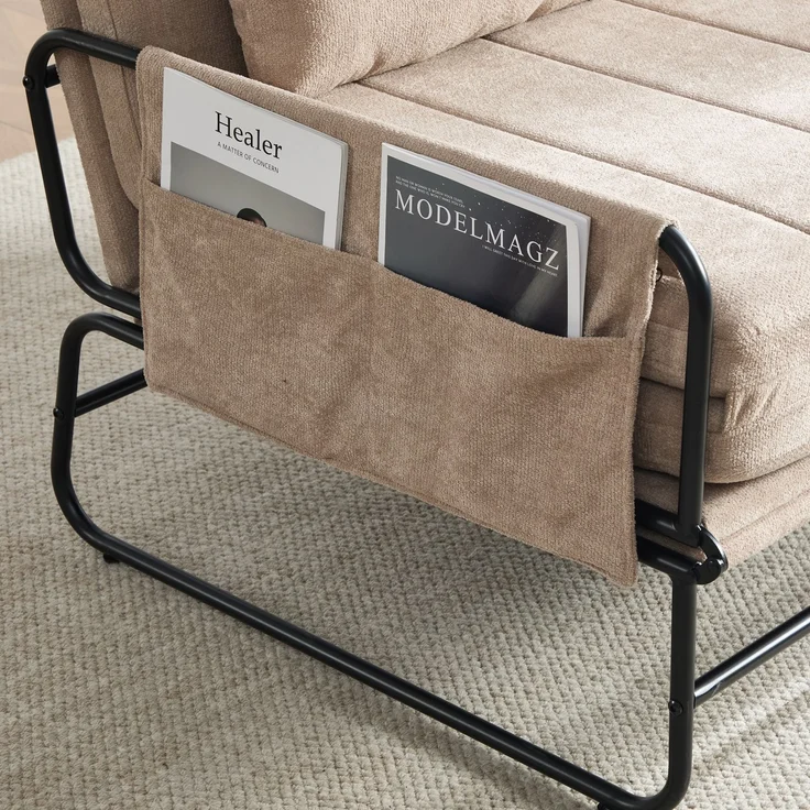 ZUBALIYA Schlafsofa 85x92 cm, mit Stauraum, mit Chenille - Bezug, mit breiten Armlehnen, mit Schaumstoffpolsterung, Schwarz – Bild 20