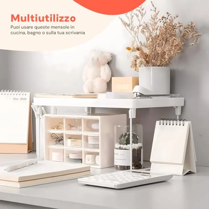 Avilia Set mit 3 platzsparenden Regalen, zusammenklappbar, weiß, ideal für Zuhause oder Büro, platzsparende Küchenablagen, einfach zu montieren und zu verstauen, 30 x 20 x 15,3 cm – Bild 4