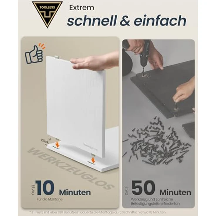 SONGMICS HOME Nachttisch, Toolless-Technologie, superschnelle werkzeuglose Montage, Nachtschrank, 2 offene Fächer, 1 Schublade, Beistelltisch, 30 x 25 x 59,4 cm, schneeweiß LET911WE01 – Bild 5